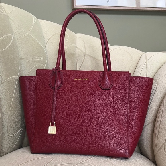 Michael Kors Handbags - Michael Kors Burgundy Red Saffiano Leather Tote